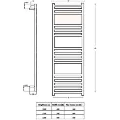 Towelrads Eversley Straight Heated Towel Rail 1200x600mm - Polished Stainless Steel - 136036 7 Towelrads Eversley Straight Heated Towel Rail 1200x600mm - Polished Stainless Steel - 136036 -Bliss Bath Shop t o towelrads 136036 dimensions