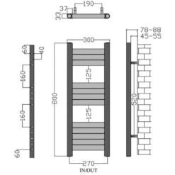 Towelrads Eton Straight Heated Towel Rail - Brushed Aluminium - 800x300mm - 136050 -Bliss Bath Shop t o towelrads 136050 dimensions