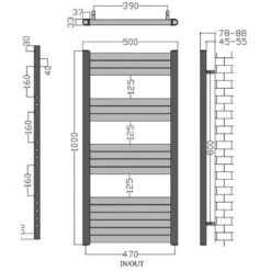 Towelrads Eton Straight Heated Towel Rail - Brushed Aluminium - 1000x500mm - 136057 -Bliss Bath Shop t o towelrads 136057 dimensions