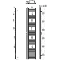 Towelrads Eton Straight Heated Towel Rail - Anthracite - 1800x300mm - 136065 -Bliss Bath Shop t o towelrads 136065 dimensions