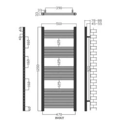 Towelrads Eton Straight Heated Towel Rail - Anthracite - 1200x500mm - 136068 -Bliss Bath Shop t o towelrads 136068 dimensions
