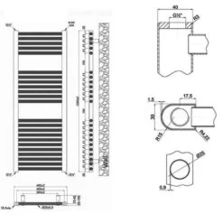 Towelrads Pisa Straight Heated Towel Rail 1200x450mm - Chrome - 140016 7 Towelrads Pisa Straight Heated Towel Rail 1200x450mm - Chrome - 140016 -Bliss Bath Shop t o towelrads 140016 dimensions