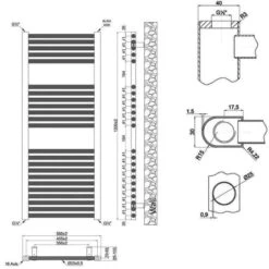 Towelrads Pisa Straight Heated Towel Rail 1200x500mm - White - 160007 7 Towelrads Pisa Straight Heated Towel Rail 1200x500mm - White - 160007 -Bliss Bath Shop t o towelrads 160007 dimensions