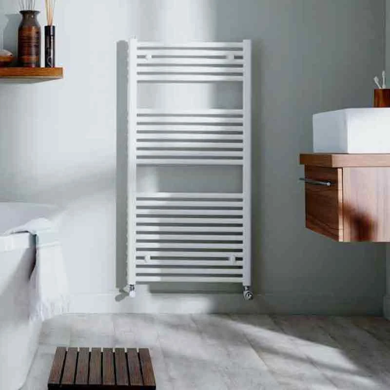 Towelrads Pisa Straight Heated Towel Rail 1200x500mm - White - 160007 4 Towelrads Pisa Straight Heated Towel Rail 1200x500mm - White - 160007 - Image 2