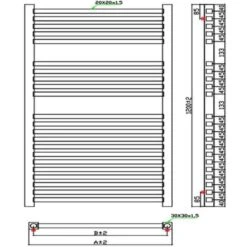 Towelrads Square Tube Straight Heated Towel Rail 1200x450mm - Chrome - 210002 7 Towelrads Square Tube Straight Heated Towel Rail 1200x450mm - Chrome - 210002 -Bliss Bath Shop t o towelrads 210002 dimensions