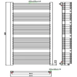 Towelrads Square Tube Straight Heated Towel Rail 1600x600mm Chrome - 210005 -Bliss Bath Shop t o towelrads 210005 dimensions