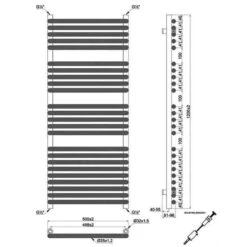 Towelrads Iridio Heated Towel Rail 1200x500mm - Chrome - 958145 7 Towelrads Iridio Heated Towel Rail 1200x500mm - Chrome - 958145 -Bliss Bath Shop t o towelrads 958145 dimensions