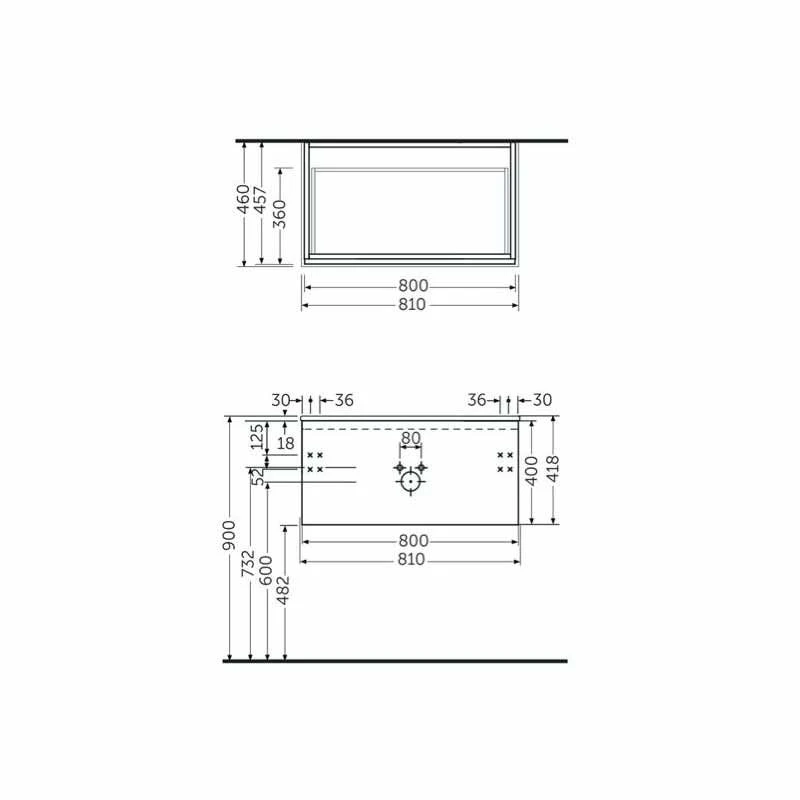 RAK Ceramics Joy Uno Wall Hung Vanity Unit 80cm - Grey Elm - UNOWH080EGY 3 RAK Ceramics Joy Uno Wall Hung Vanity Unit 80cm - Grey Elm - UNOWH080EGY