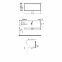 RAK Ceramics Joy Uno Wall Hung Vanity Unit 100cm - Grey Elm - UNOWH100EGY -Bliss Bath Shop u n unowh100egy dimensions